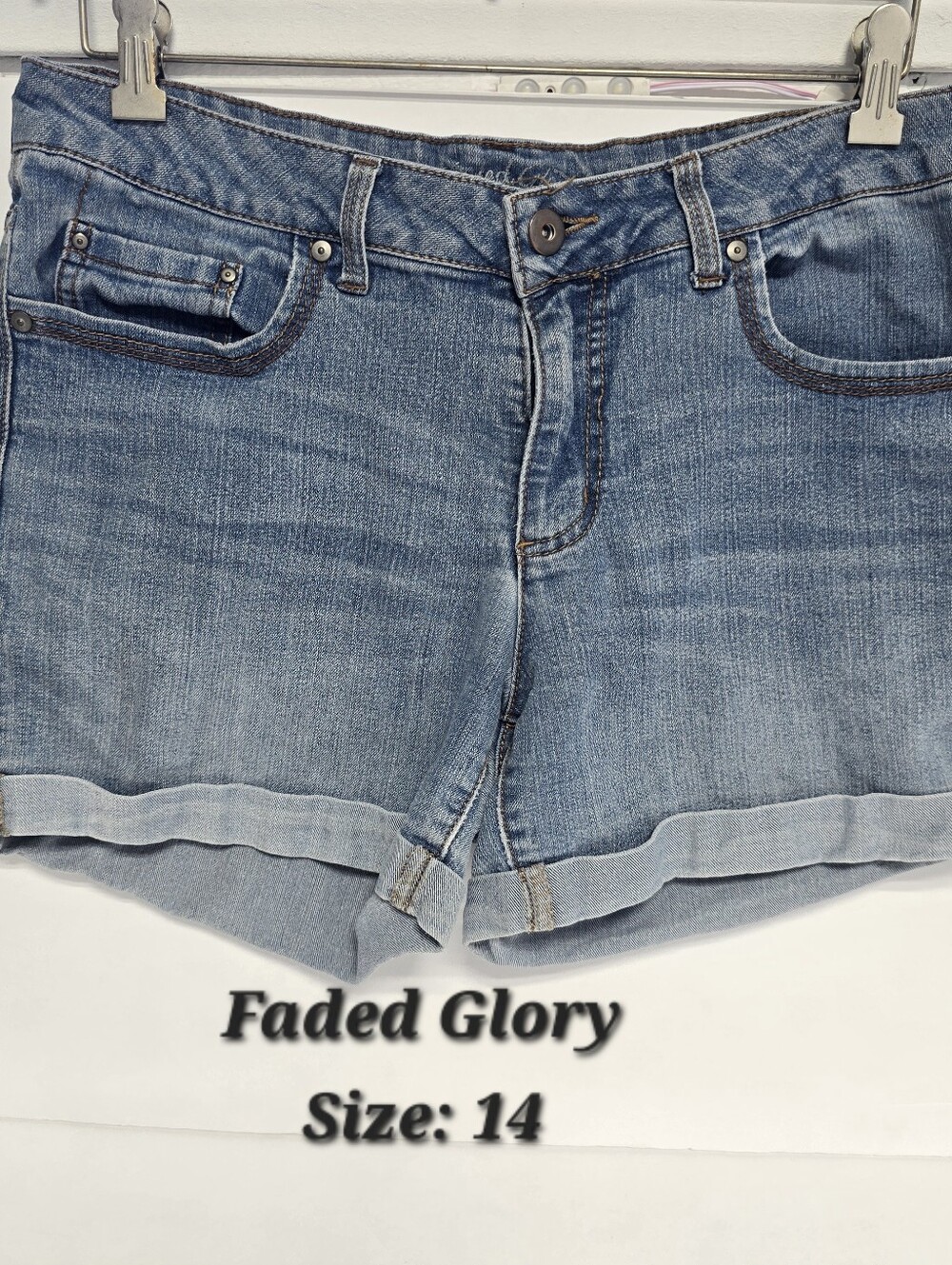 Faded Glory Women's Denim Shorts Size 14